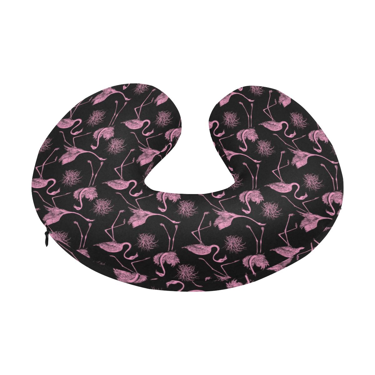 Flamingo Pink Print Pattern U-Shaped Travel Neck Pillow-JTAMIGO.COM