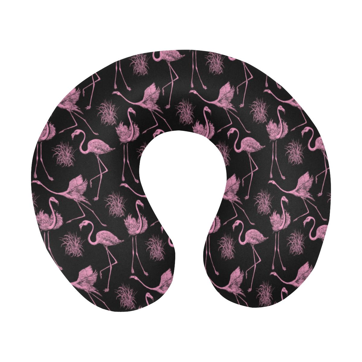 Flamingo Pink Print Pattern U-Shaped Travel Neck Pillow-JTAMIGO.COM