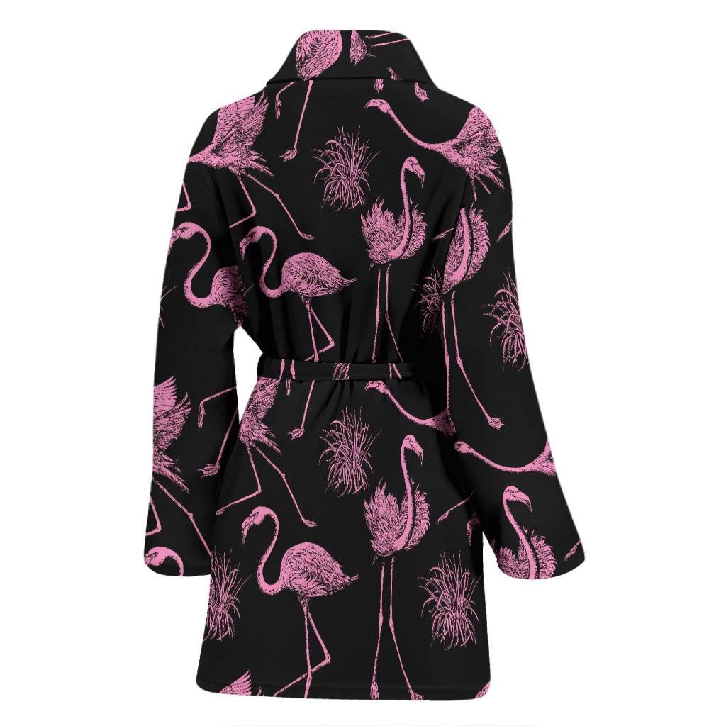 Flamingo Pink Print Pattern Women Bath Robe-JTAMIGO.COM