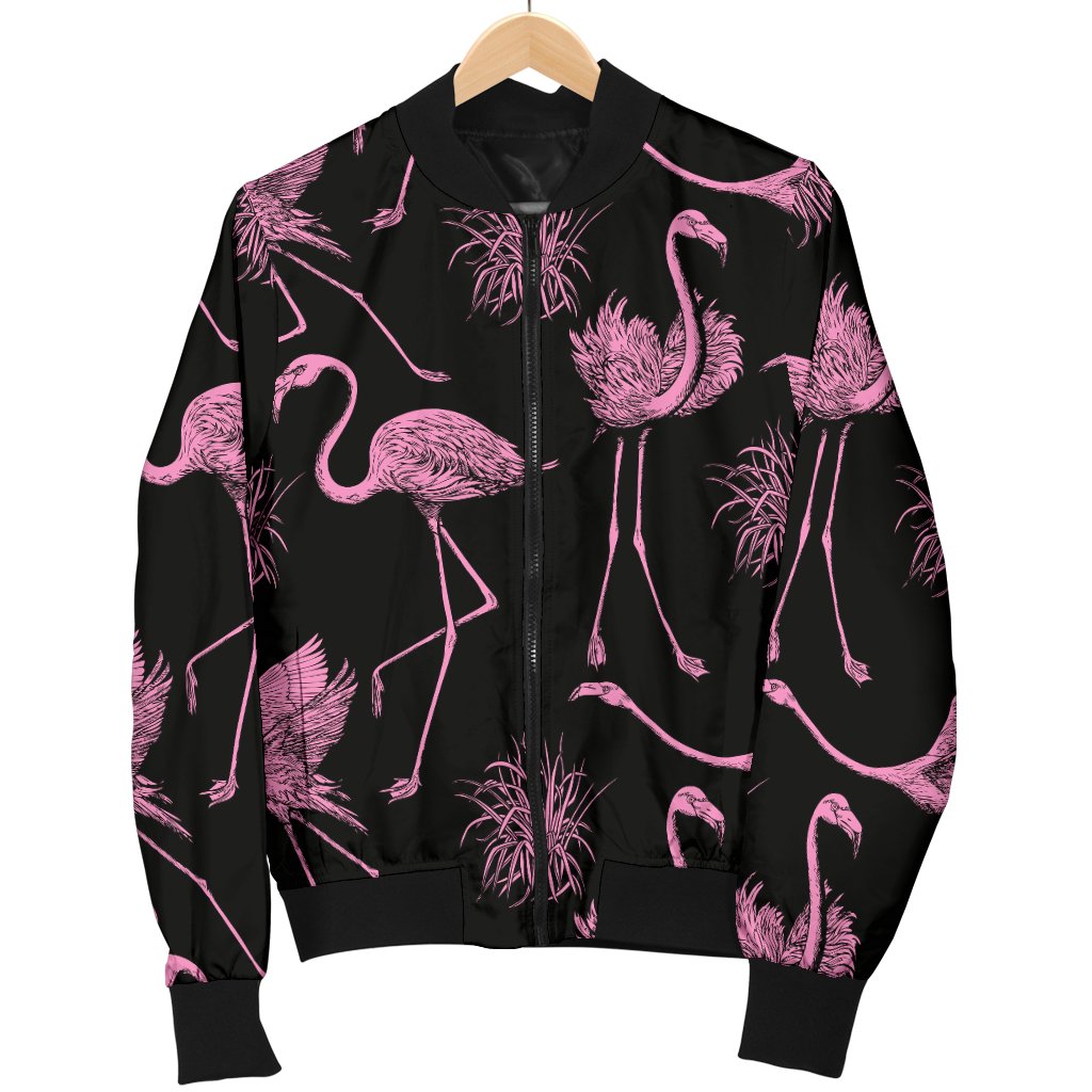 Flamingo Pink Print Pattern Women Casual Bomber Jacket