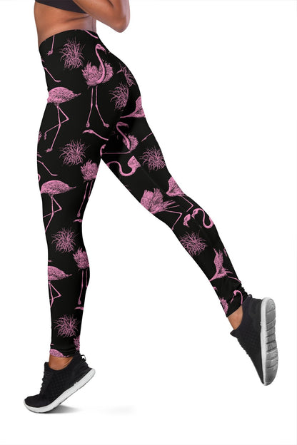 Flamingo Pink Print Pattern Women Leggings