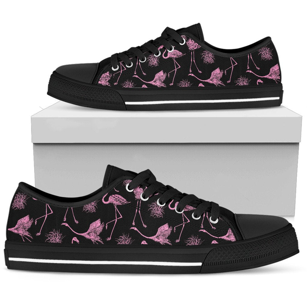 Flamingo Pink Print Pattern Women Low Top Shoes