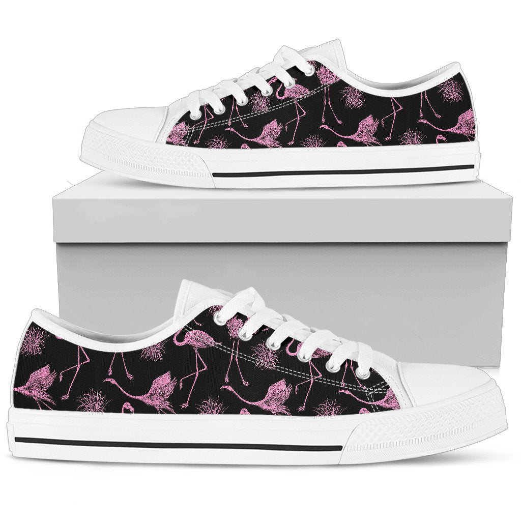 Flamingo Pink Print Pattern Women Low Top Shoes