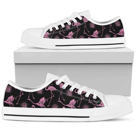 Flamingo Pink Print Pattern Women Low Top Shoes