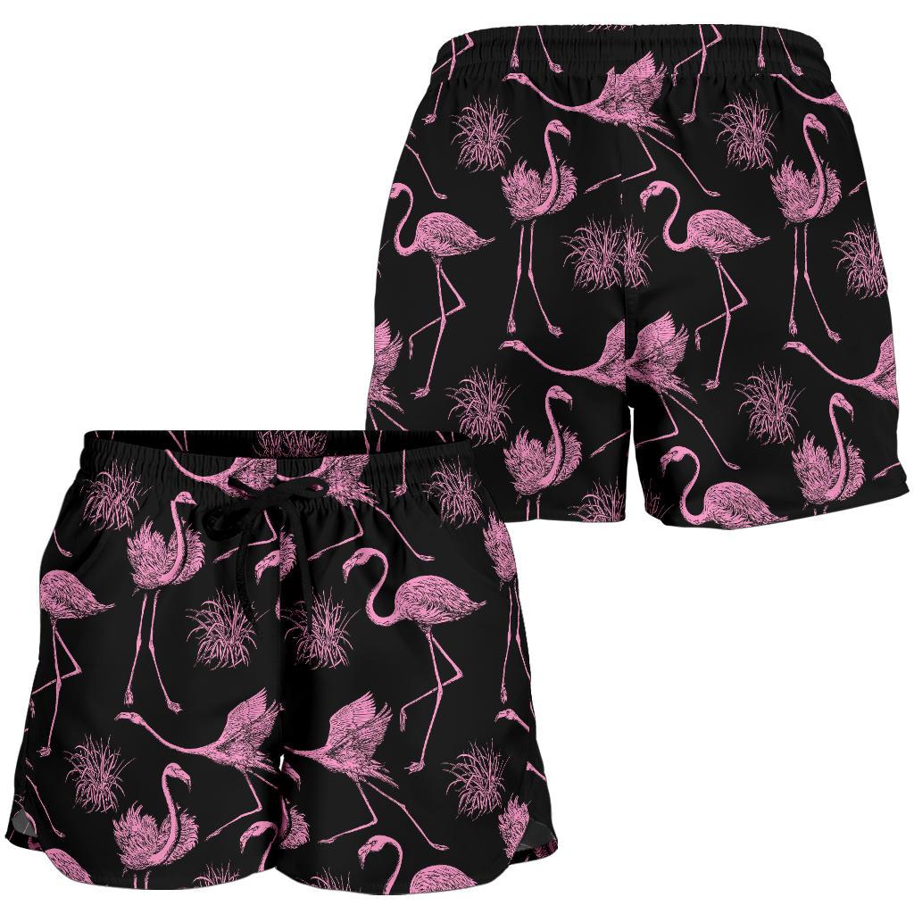 Flamingo Pink Print Pattern Women Shorts-JTAMIGO.COM