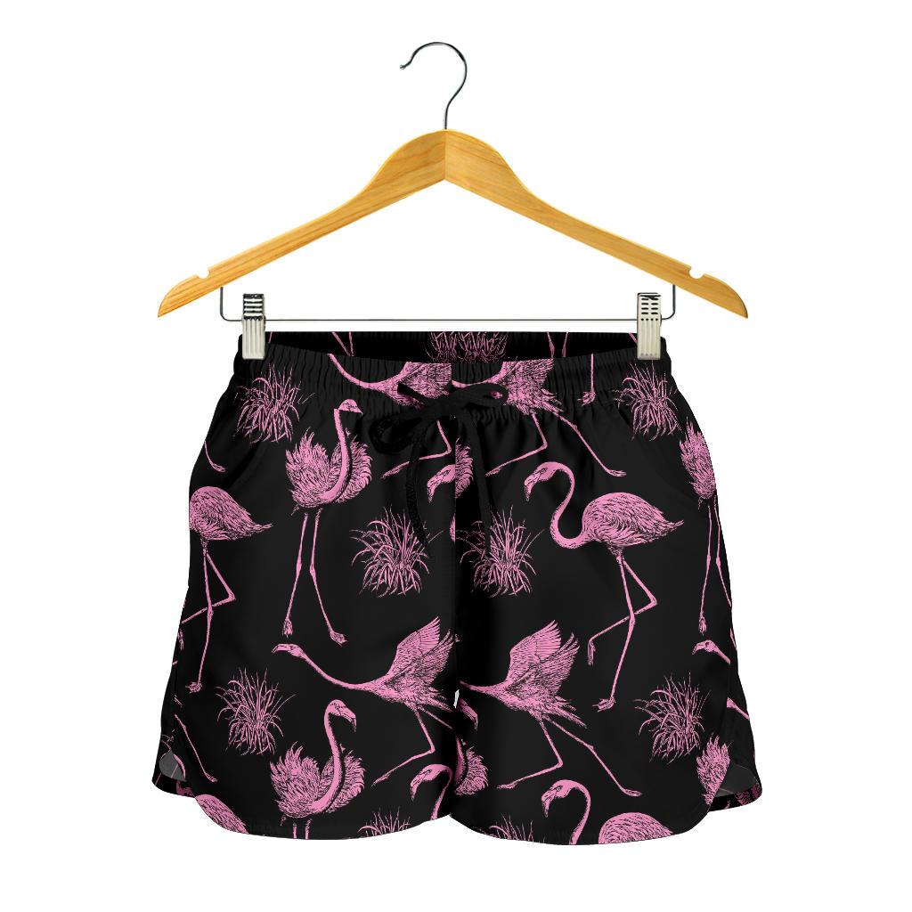 Flamingo Pink Print Pattern Women Shorts-JTAMIGO.COM