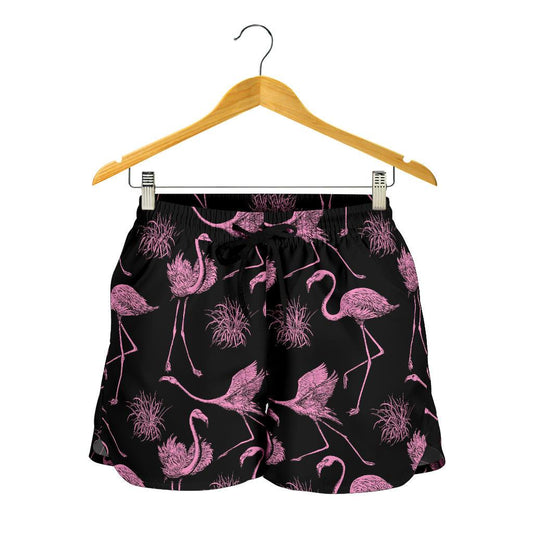 Flamingo Pink Print Pattern Women Shorts-JTAMIGO.COM