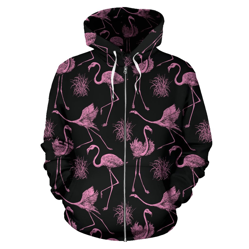 Flamingo Pink Print Pattern Zip Up Hoodie