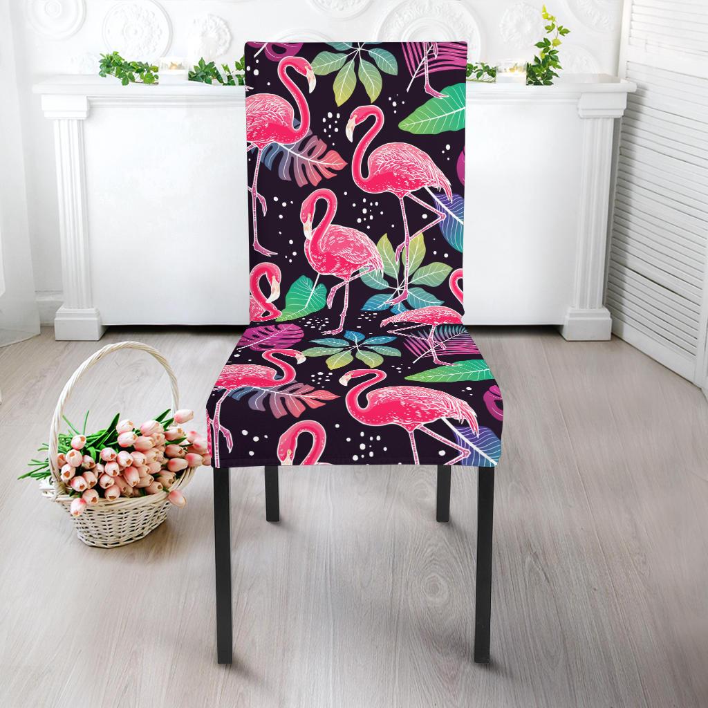 Flamingo Tropical leaves Neon Print Dinning Chair Slipper-JTAMIGO.COM