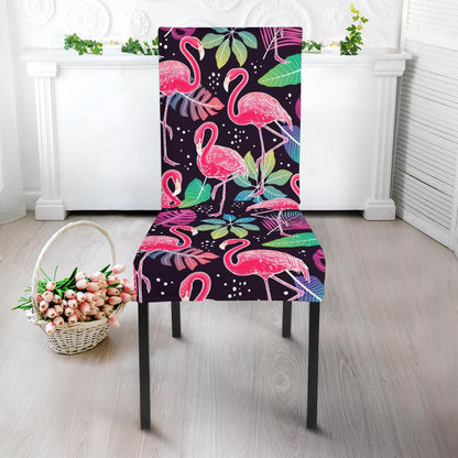 Flamingo Tropical leaves Neon Print Dinning Chair Slipper-JTAMIGO.COM
