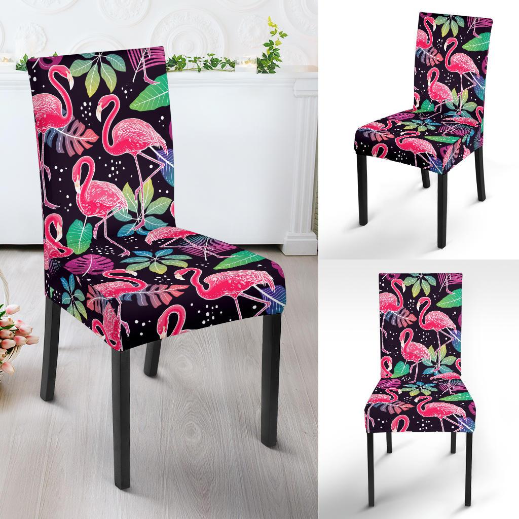 Flamingo Tropical leaves Neon Print Dinning Chair Slipper-JTAMIGO.COM