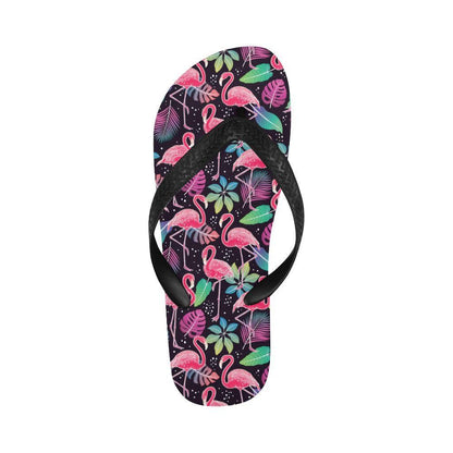 Flamingo Tropical leaves Neon Print Flip Flops-JTAMIGO.COM