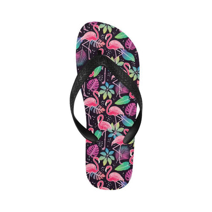 Flamingo Tropical leaves Neon Print Flip Flops-JTAMIGO.COM