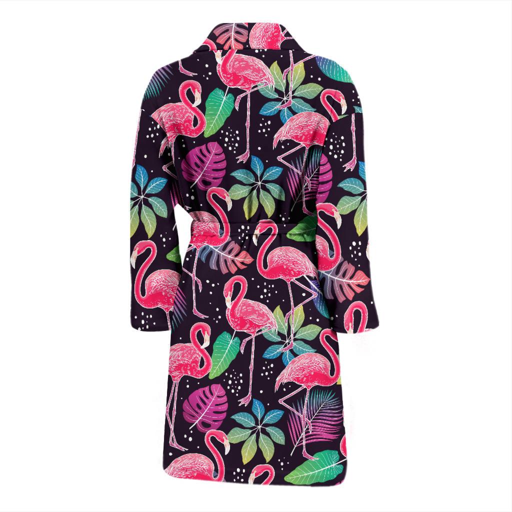 Flamingo Tropical leaves Neon Print Men Bath Robe-JTAMIGO.COM