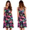 Flamingo Tropical leaves Neon Print Sleeveless Dress