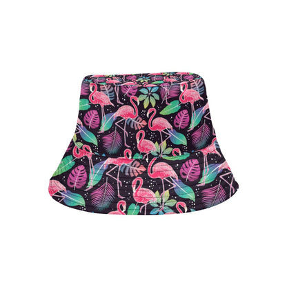 Flamingo Tropical leaves Neon Print Unisex Bucket Hat