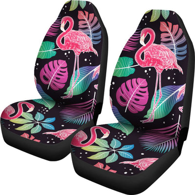 Flamingo Tropical leaves Neon Print Universal Fit Car Seat Covers