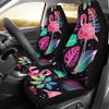 Flamingo Tropical leaves Neon Print Universal Fit Car Seat Covers