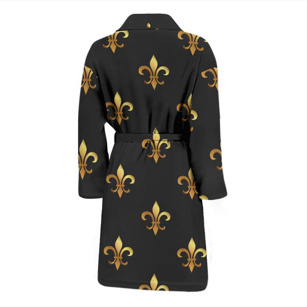 Fleur De Lis Gold Pattern Print Design 03 Men Bathrobe-JORJUNE.COM