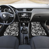 Floral Black White Themed Print Car Floor Mats