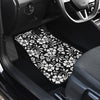 Floral Black White Themed Print Car Floor Mats