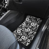Floral Black White Themed Print Car Floor Mats