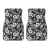 Floral Black White Themed Print Car Floor Mats