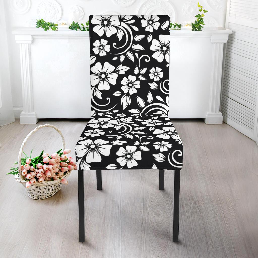 Floral Black White Themed Print Dinning Chair Slipper-JTAMIGO.COM