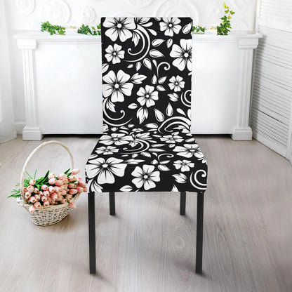 Floral Black White Themed Print Dinning Chair Slipper-JTAMIGO.COM