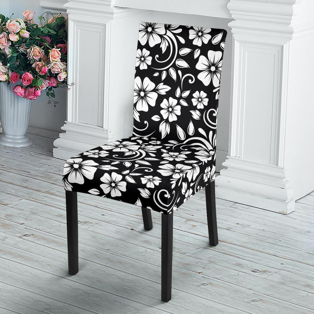 Floral Black White Themed Print Dinning Chair Slipper-JTAMIGO.COM