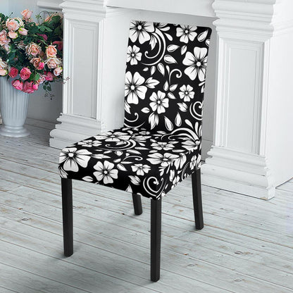 Floral Black White Themed Print Dinning Chair Slipper-JTAMIGO.COM