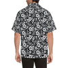 Floral Black White Themed Print Men Aloha Hawaiian Shirt