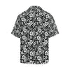 Floral Black White Themed Print Men Aloha Hawaiian Shirt