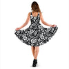 Floral Black White Themed Print Sleeveless Dress
