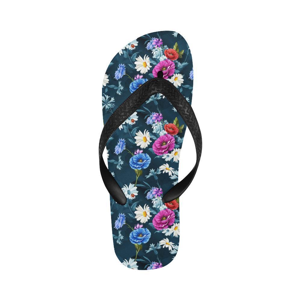 Floral Blue Themed Print Flip Flops-JTAMIGO.COM