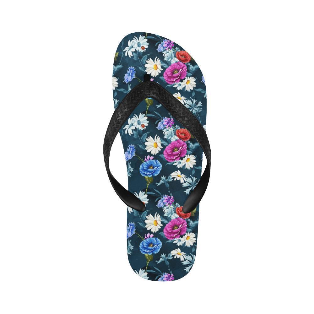 Floral Blue Themed Print Flip Flops-JTAMIGO.COM