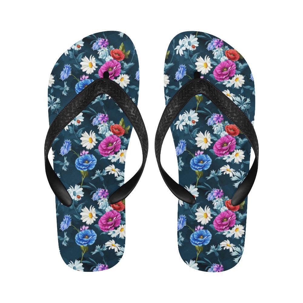 Floral Blue Themed Print Flip Flops-JTAMIGO.COM