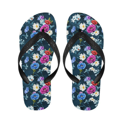 Floral Blue Themed Print Flip Flops-JTAMIGO.COM