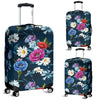 Floral Blue Themed Print Luggage Cover Protector