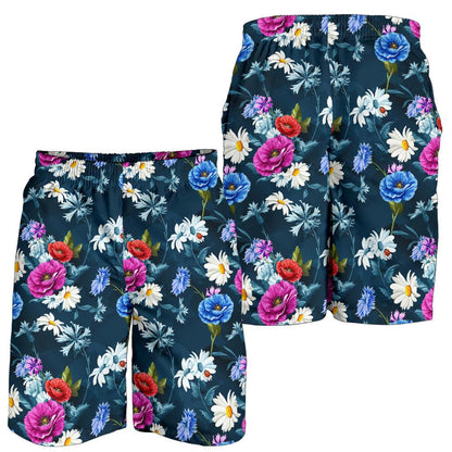 Floral Blue Themed Print Mens Shorts-JTAMIGO.COM