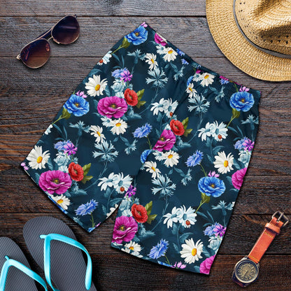 Floral Blue Themed Print Mens Shorts-JTAMIGO.COM
