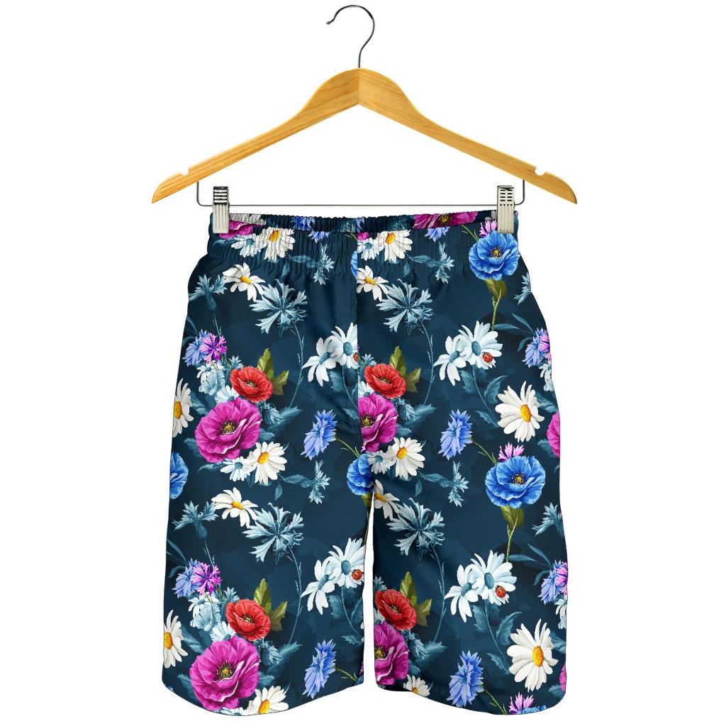 Floral Blue Themed Print Mens Shorts-JTAMIGO.COM