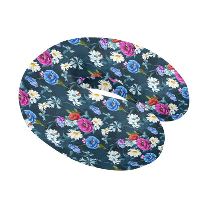Floral Blue Themed Print U-Shaped Travel Neck Pillow-JTAMIGO.COM