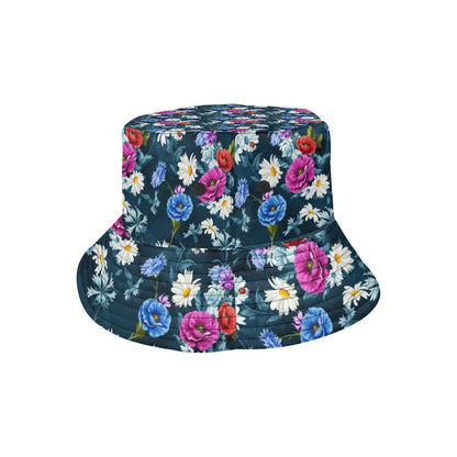 Floral Blue Themed Print Unisex Bucket Hat