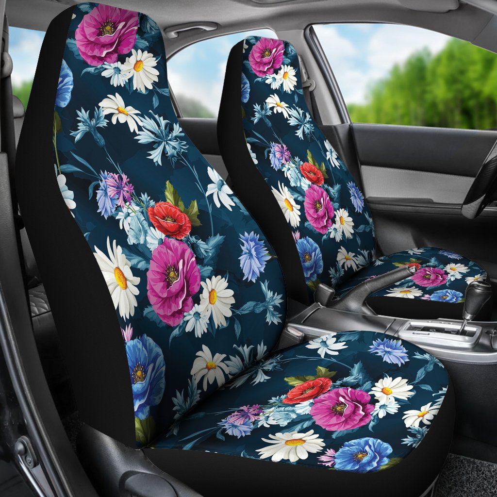 Floral Blue Themed Print Universal Fit Car Seat Covers