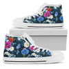 Floral Blue Themed Print Women High Top Shoes