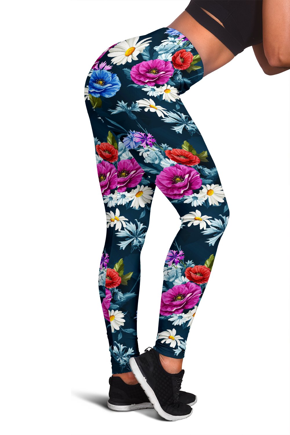 Floral Blue Themed Print Women Leggings