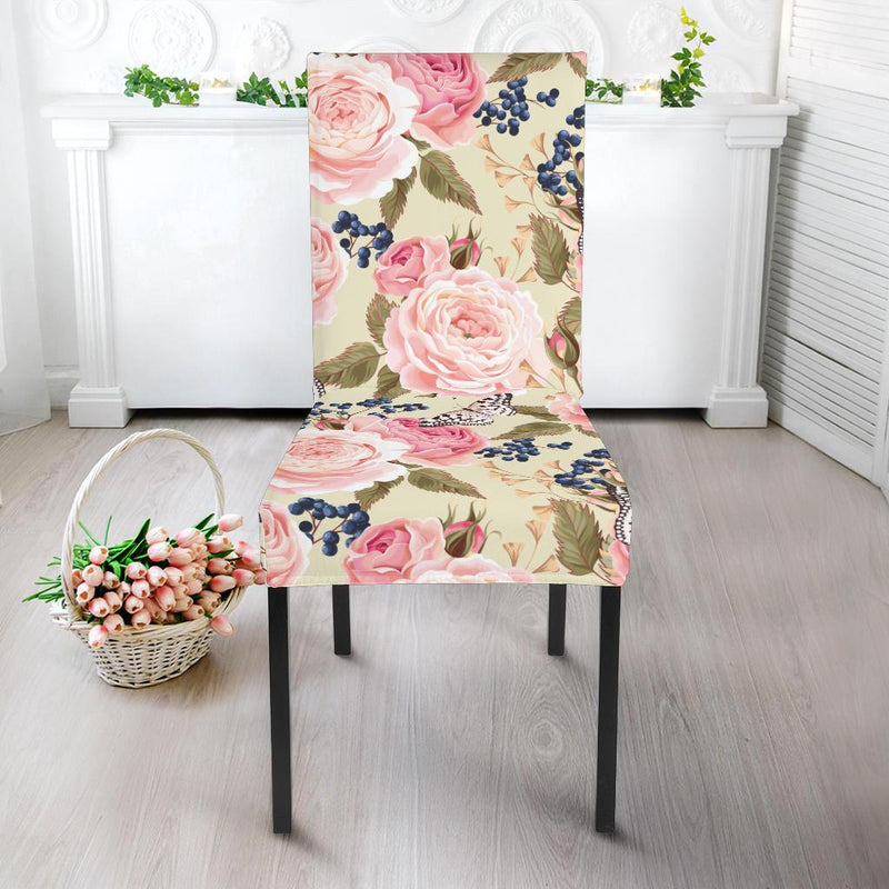 Floral Pink Butterfly Print Dinning Chair Slipper-JTAMIGO.COM