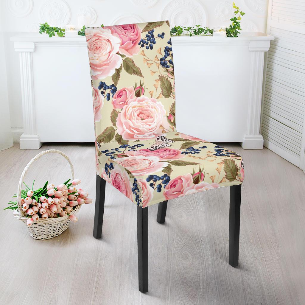 Floral Pink Butterfly Print Dinning Chair Slipper-JTAMIGO.COM