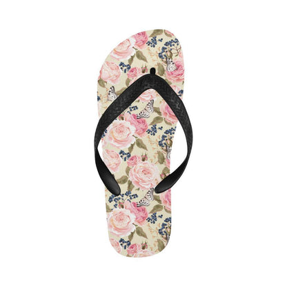 Floral Pink Butterfly Print Flip Flops-JTAMIGO.COM